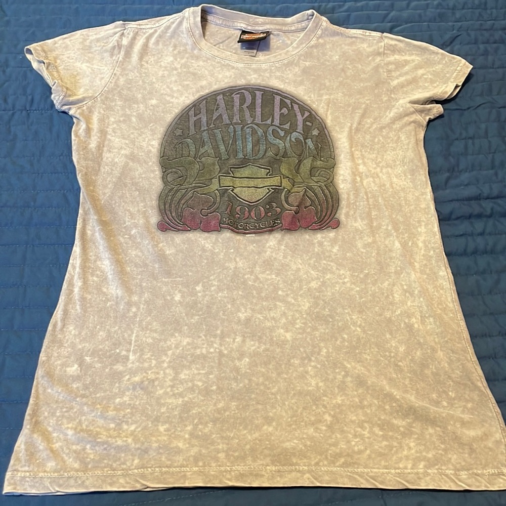 Harley Davidson Acid Wash Gray Top